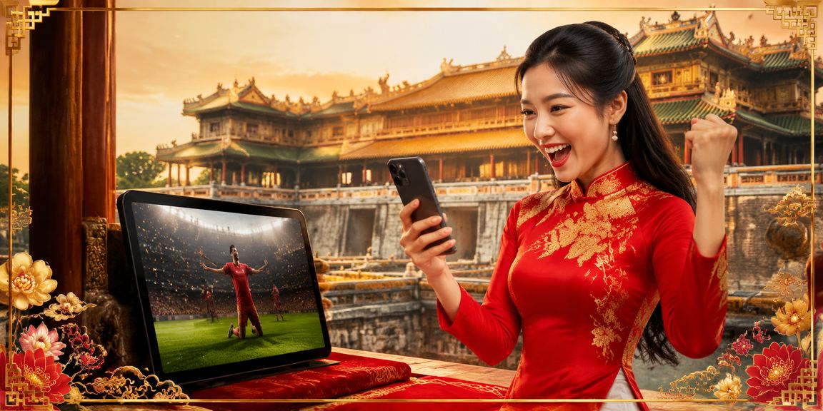 Người mặc áo dài truyền thống Huế trong không khí lễ hội khi tham gia ưu đãi đăng ký
